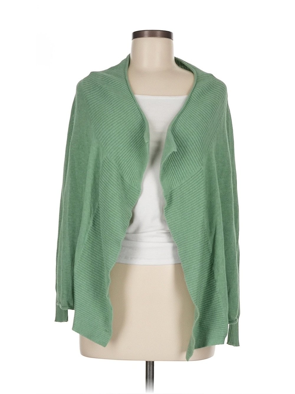 Light Green Open-Front Women's Cardigan Sweater
